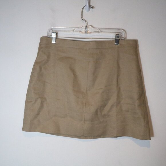J Crew Natasha Skirt Womens 14 Linen Blend Mini A Line Brown Preppy Neutral - Picture 1 of 8